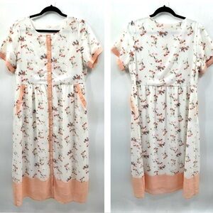 ROOLEE white-orange button maxi woman cottagecore feminine floral dress L